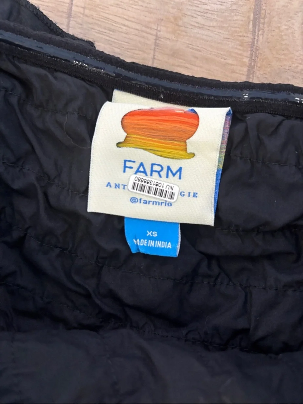 FARM Rio Textured Black Strapless Dress Size XS LBD 100% Cotton Classic Timeless - Picture 5 of 6